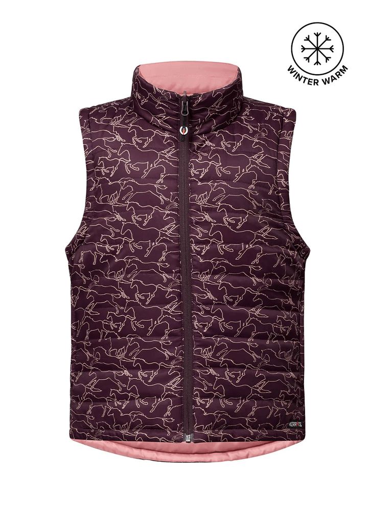 Kids Round Up Reversible Quilted Riding Vest - Vineyard