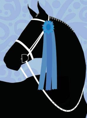 Black Horse with Blue Ribbon Thank You Card