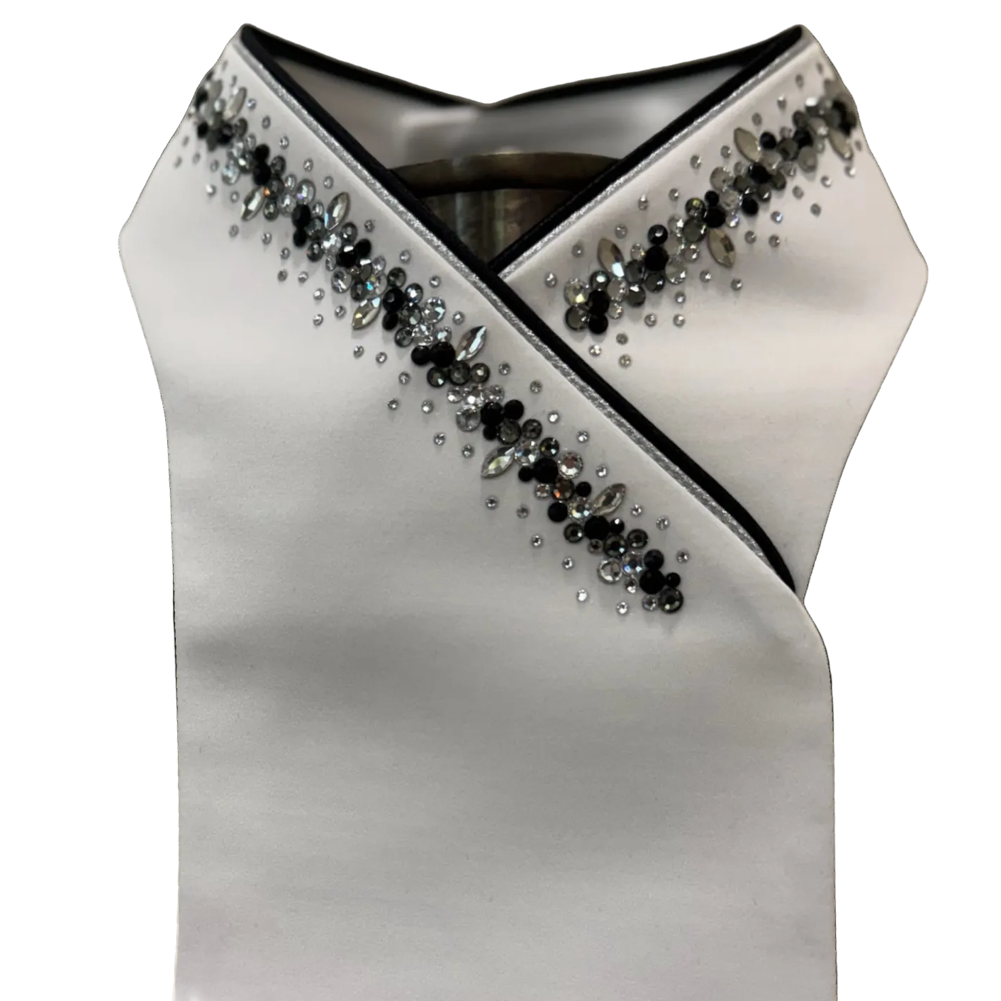 Plastronique Black & Silver Crystal Drops Stock Tie