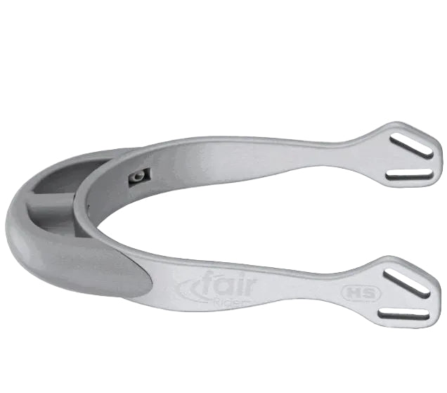 A silver metal horse bit, specifically a Fair Ransom HS bit, shown on a plain light gray background.