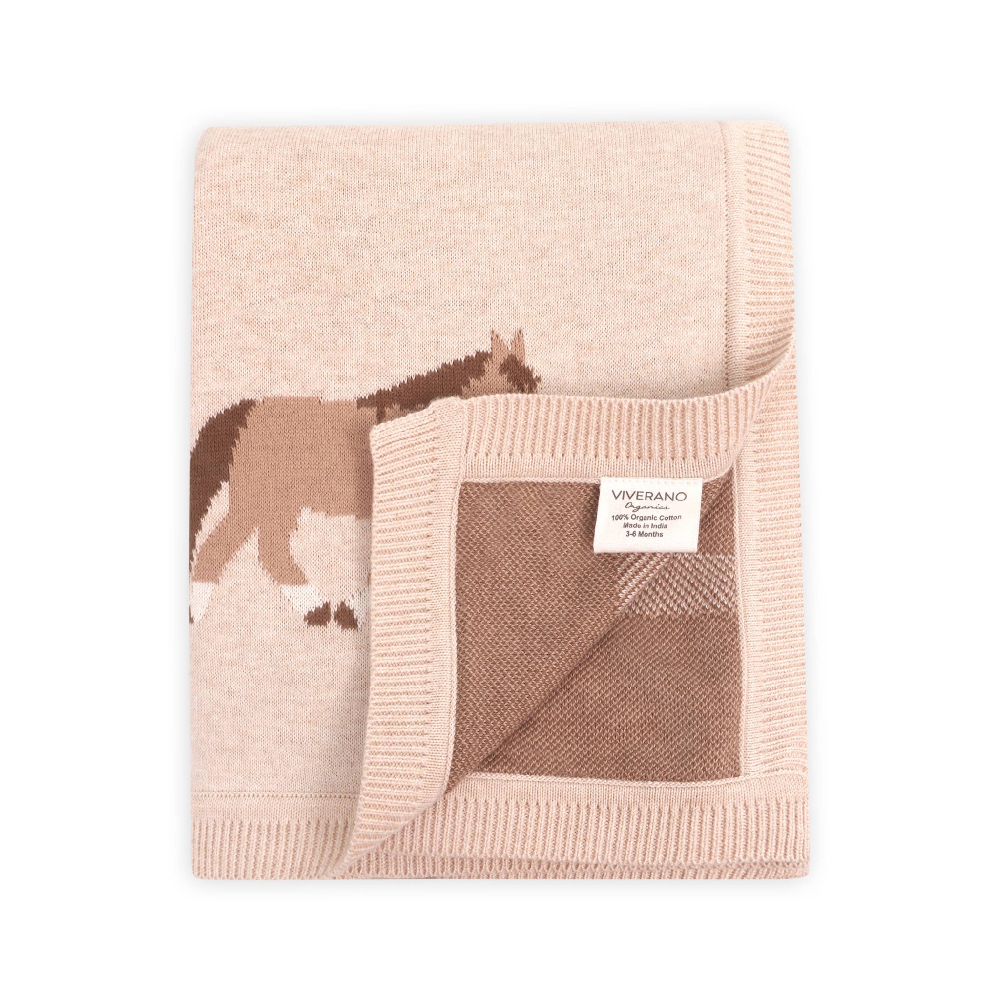 Pony Snuggles Organic Cotton Jacquard Knit Baby Blanket