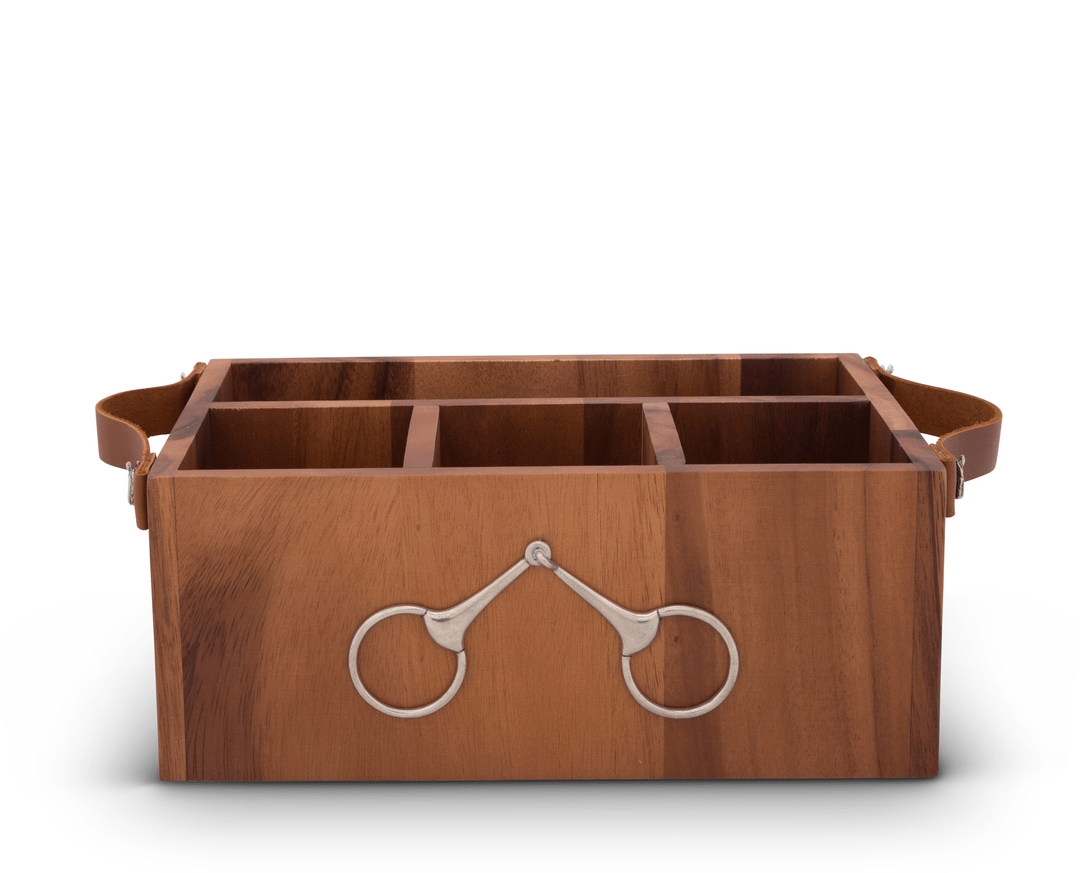 Horse Bits Flatware Caddy with Leather Handles