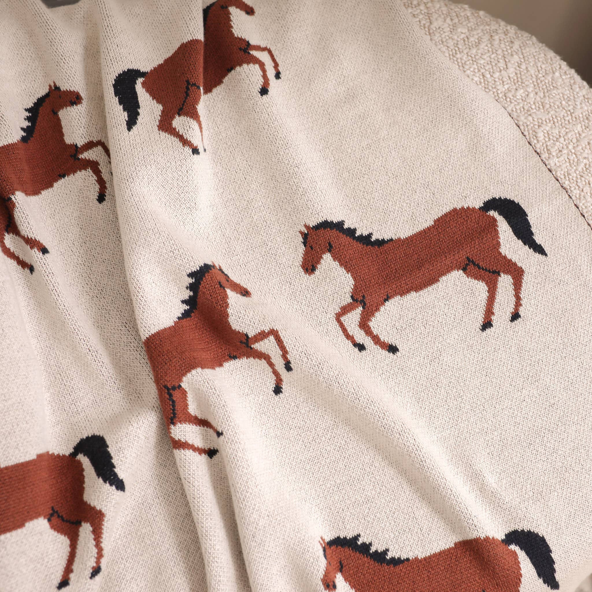 Viverano Organic Cotton Horse Motif Baby Blanket