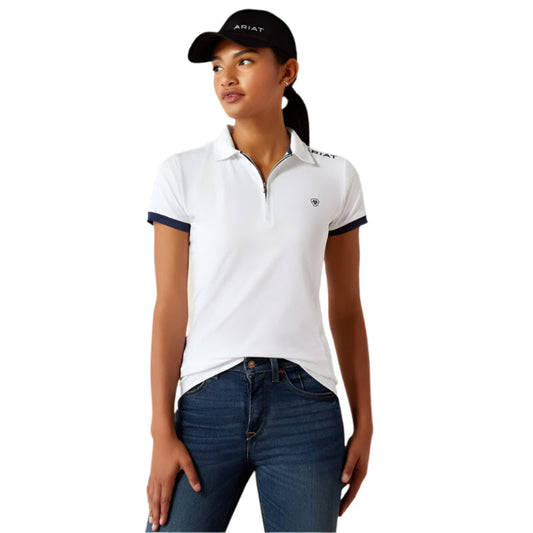 Ariat Bandera Team 1/4 Zip Polo - White