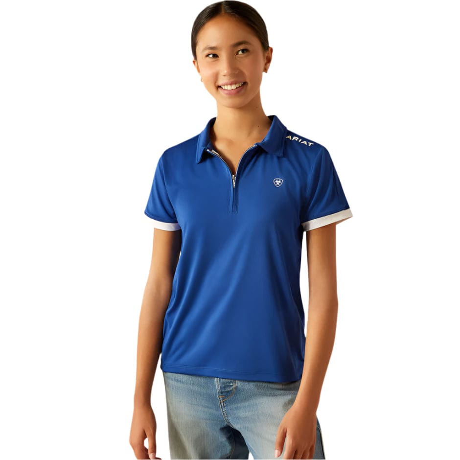 Ariat Juniors Bandera 1/4 Zip Polo - Sodalite Blue