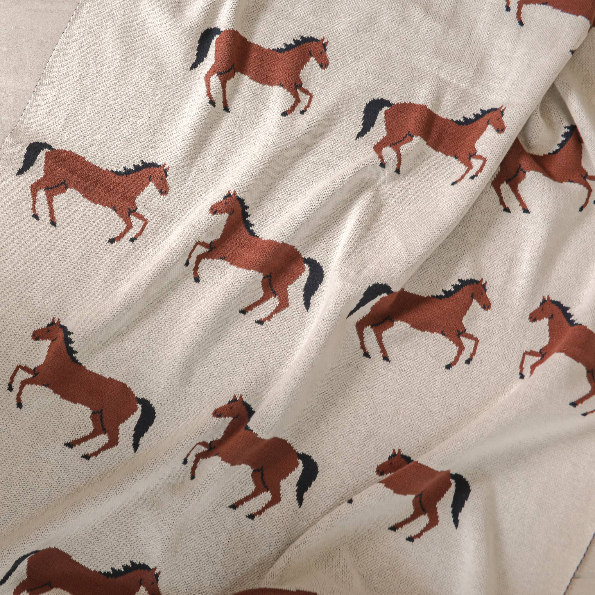 Viverano Organic Cotton Horse Motif Baby Blanket