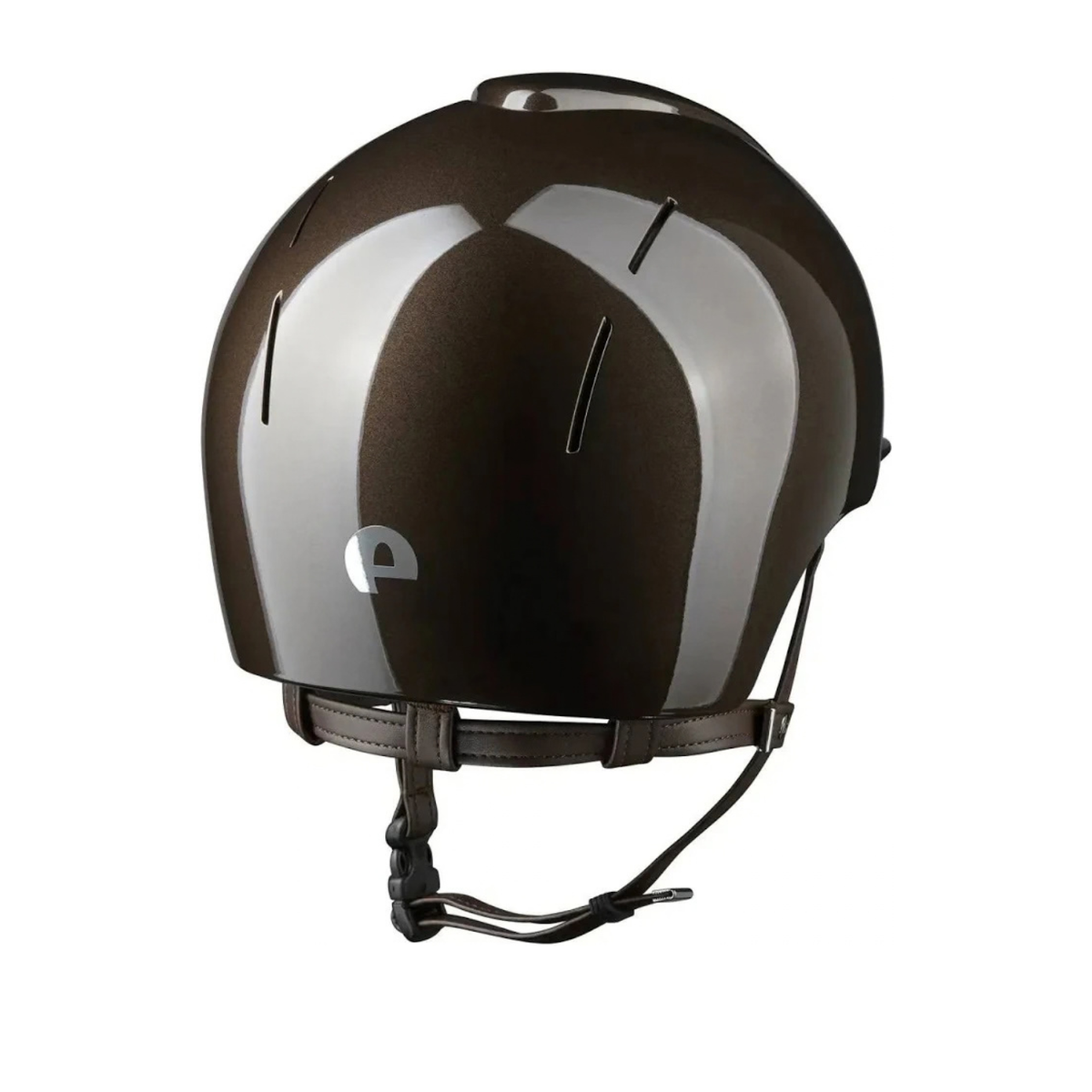 KEP Smart Nova Metal Polish Brown Polo Brim Wide with Brown Chinstrap Helmet - Back View