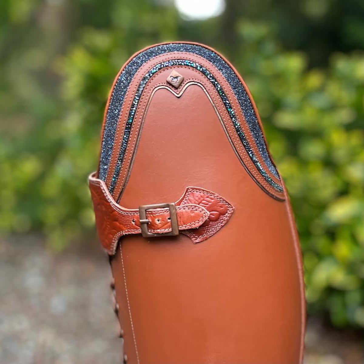 Deniro Tintoretto Dressage Boot - WRAT Brandy with GGS73 Paradise Shine Swarovski - 40 MC/XL (Top Detail)