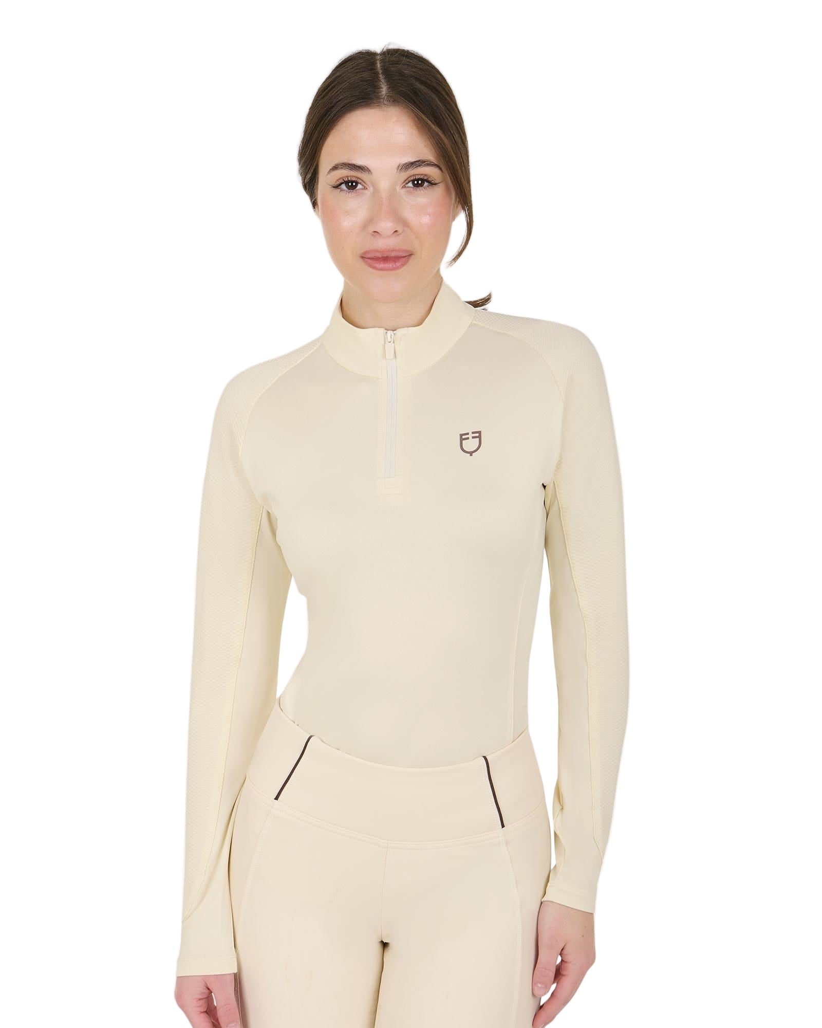 Equestro Women's Slim Fit Long Sleeve Base Layer antique white