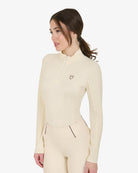Equestro Women's Slim Fit Long Sleeve Base Layer antique white
