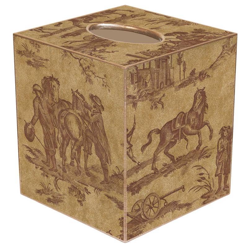 Olson's Tack Shop Horse Toile Tissue Box Cover