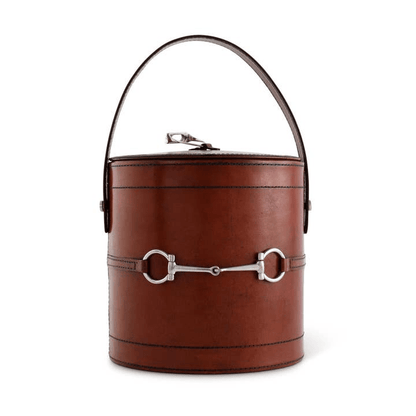 Leather Bit Lidded Ice Bucket