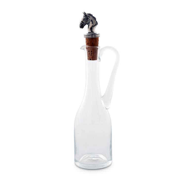 Cruet Bottle with Horse Head Cork Stopper