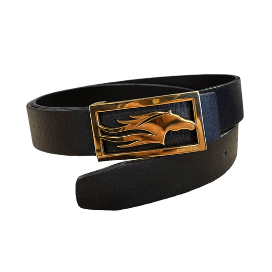 Dimacci Horse Head Buckle Belt - Black & Rose Gold - 2.7cm