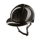 KEP Smart Nova Metal Polish Brown Polo Brim Wide with Brown Chinstrap Helmet - Front View