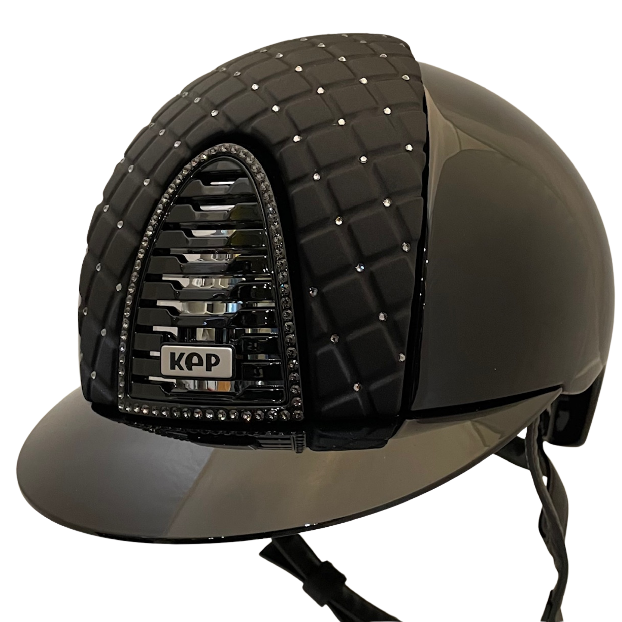 KEP Cromo 2.0 Metal Polish Black with Milano Black Front Insert Silver Night Swarovski Helmet