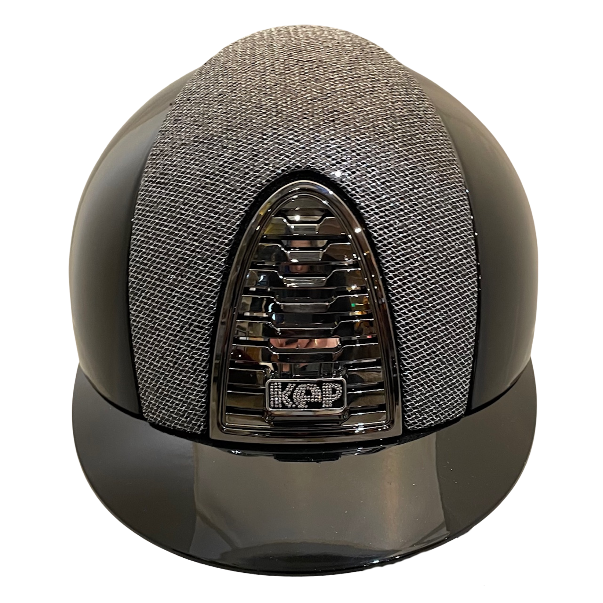 KEP Cromo 2.0 Metal Polish Black with Luminor Silver Front Insert & Cristalli Logo Helmet