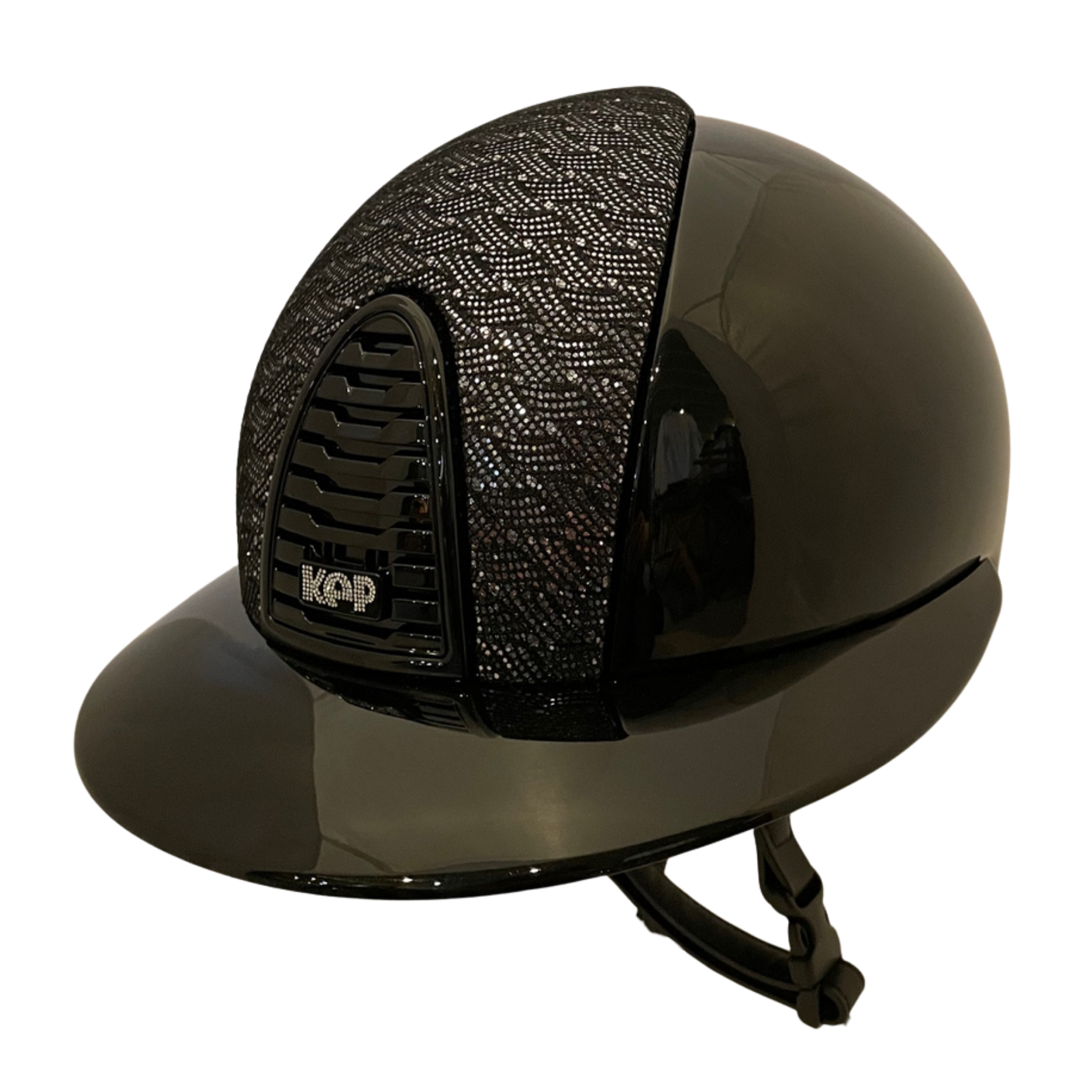 KEP Cromo 2.0 Polish Black with Klimt Insert & Cristalli Logo Wide Polo Brim Helmet