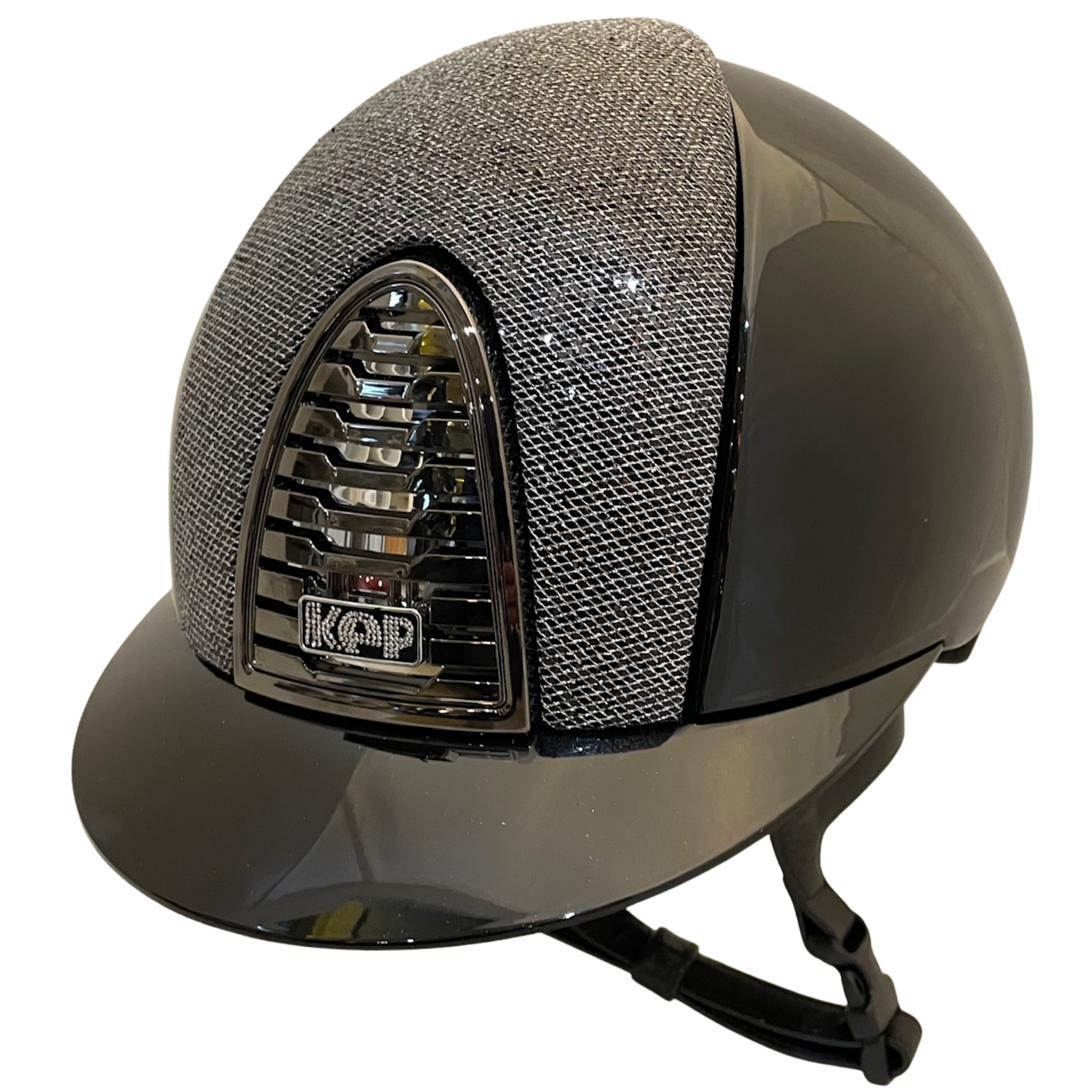 KEP Cromo 2.0 Metal Polish Black with Luminor Silver Front Insert & Cristalli Logo Helmet