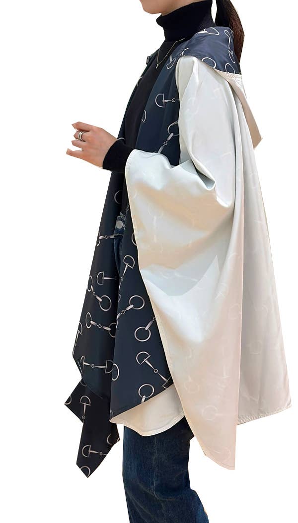 Black / White Horse Bit Reversible Rain Cape