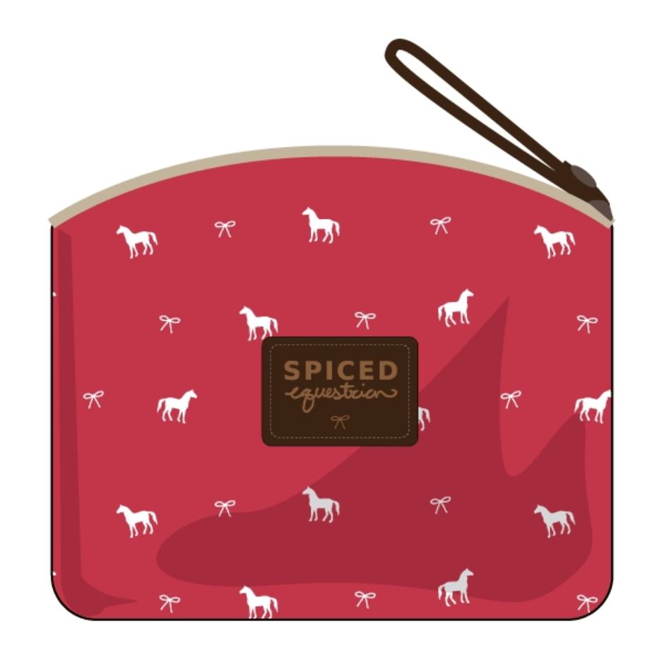 Spiced Equestrian Pony Print Makeup Bag - Fuschia