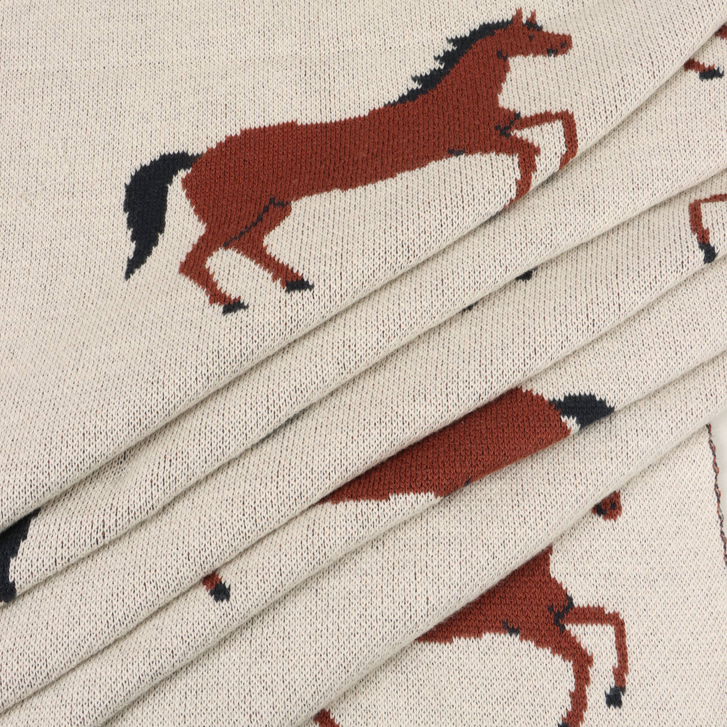Viverano Organic Cotton Horse Motif Baby Blanket