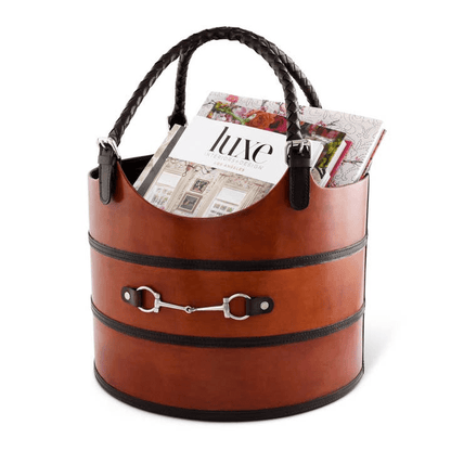 Leather Bit Magazine Basket