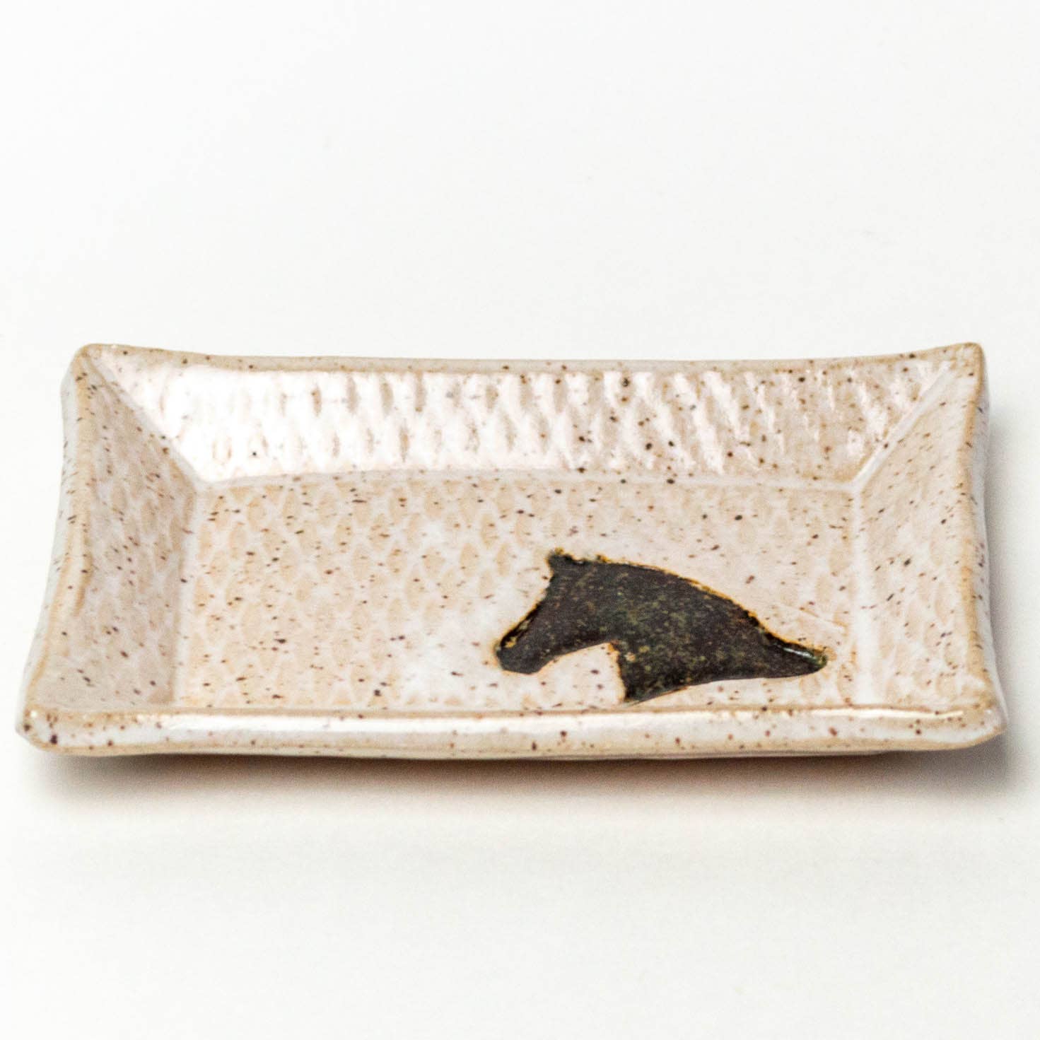 Brown Horse on White Stoneware Trinket Dish