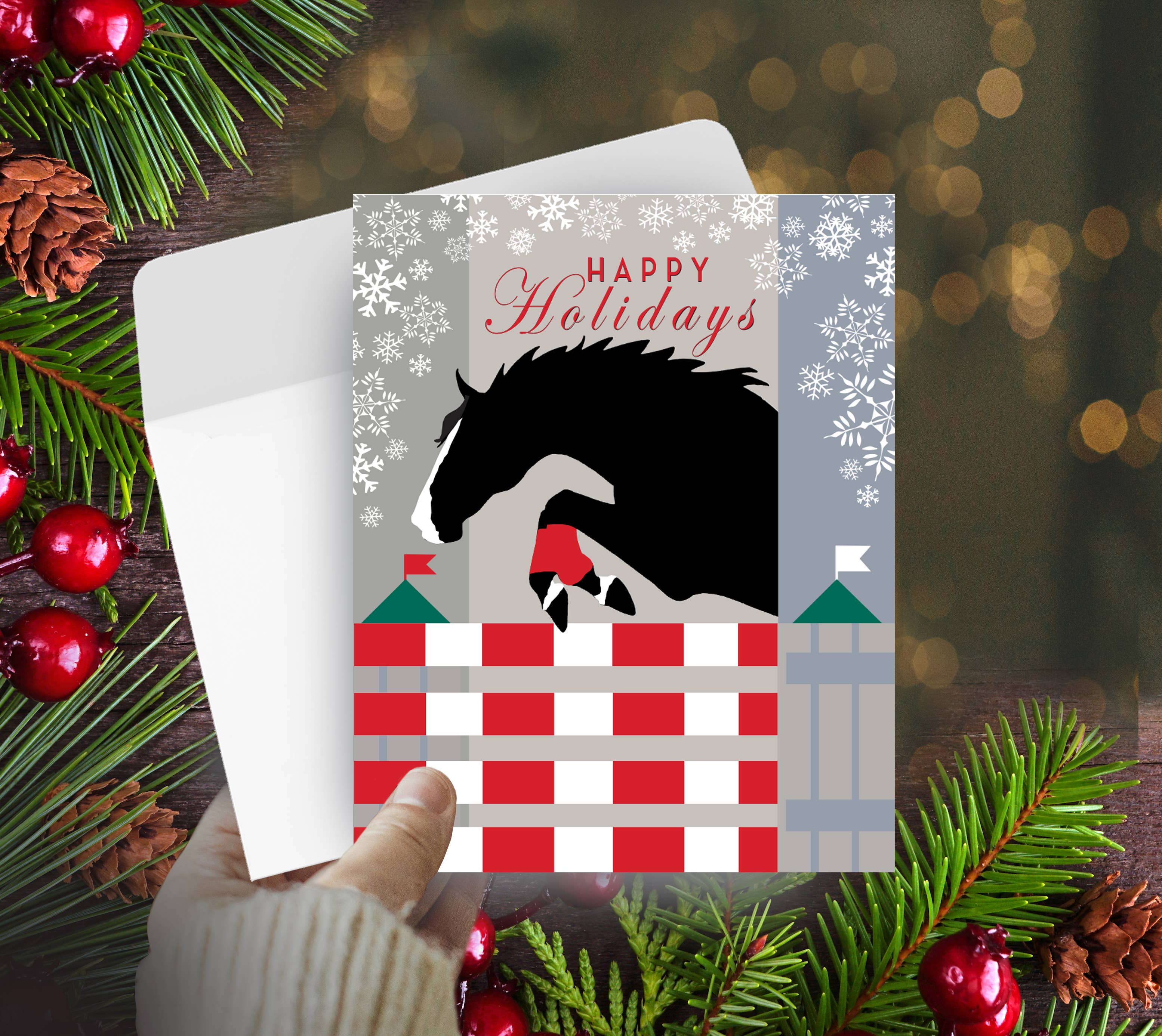 Happy Holidays Jumper Horse Christmas Card