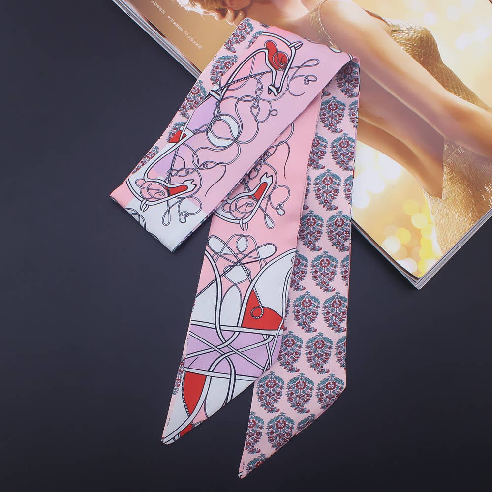 Equestrian Horse Ribbon Scarf and Round Orange Gift Box