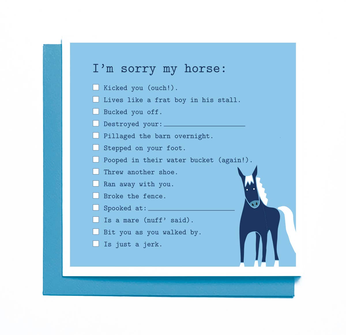 Mare Modern Goods 'I'm Sorry My Horse' Checklist Card