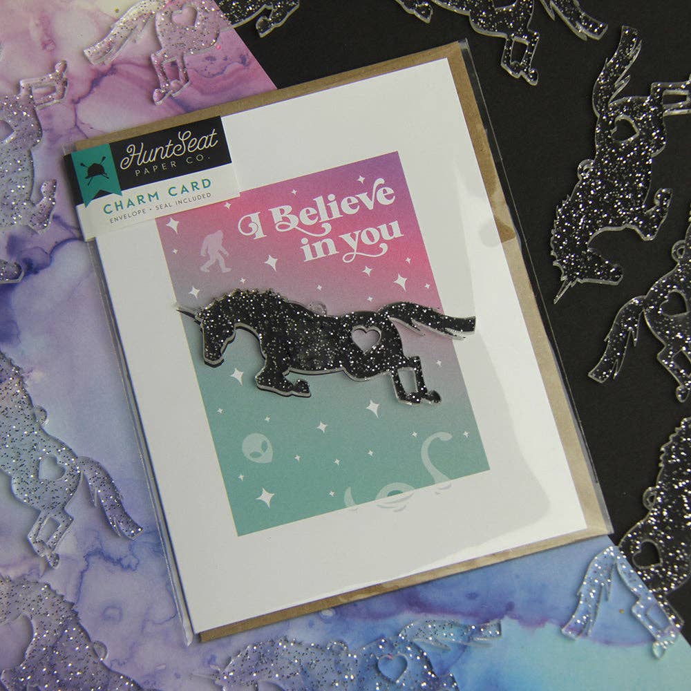 I Believe Unicorn Charm Card