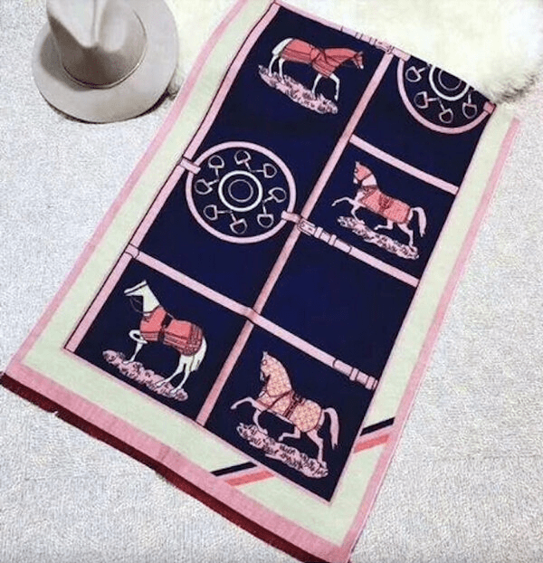 Reversible Wrap/Artisan Shawl - Pink Horse