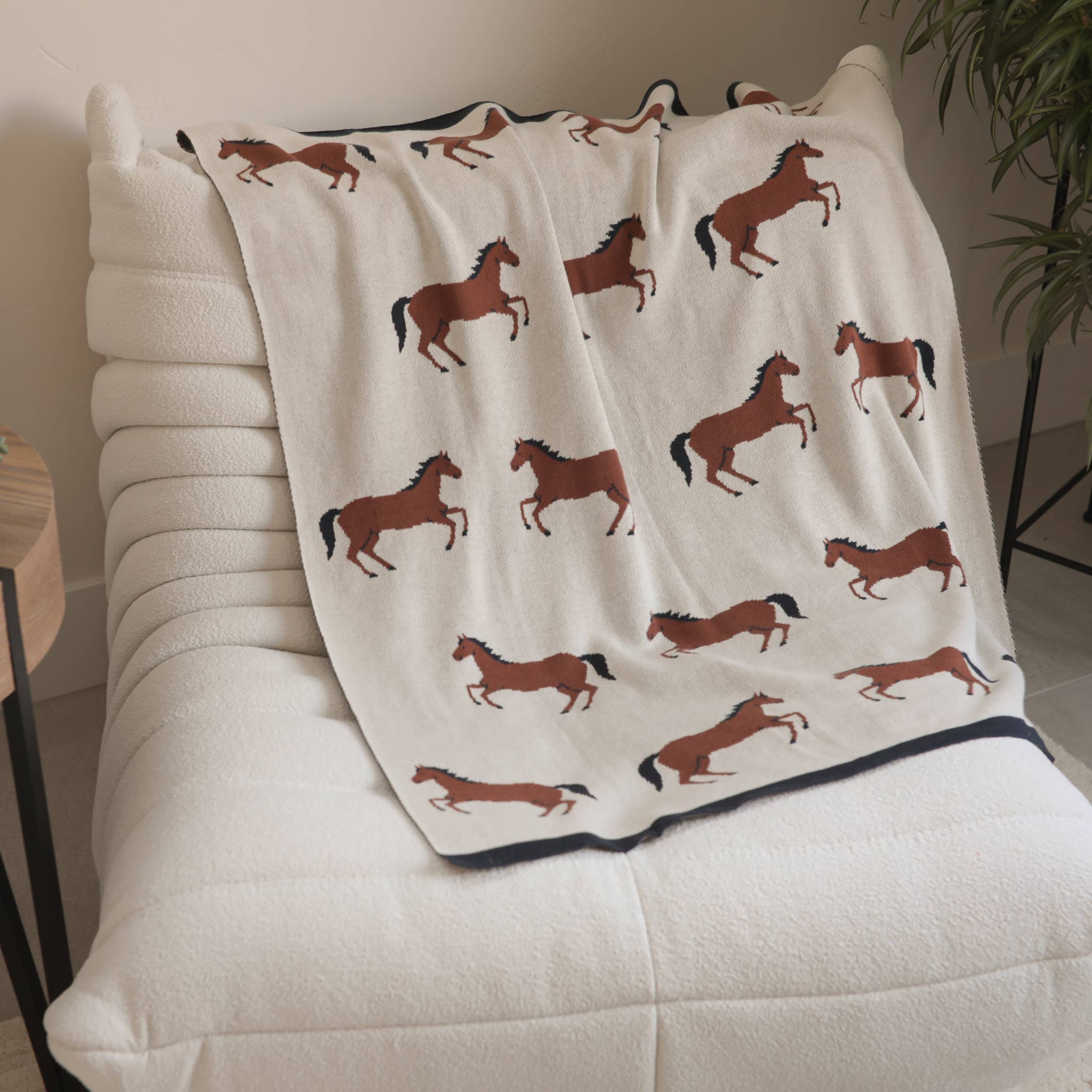 Viverano Organic Cotton Horse Motif Baby Blanket