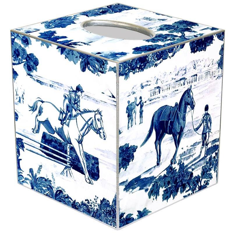 Olson's Tack Shop Equestrian Toile Tissue Box Cover