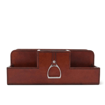 Leather Stirrup Desk Organizer