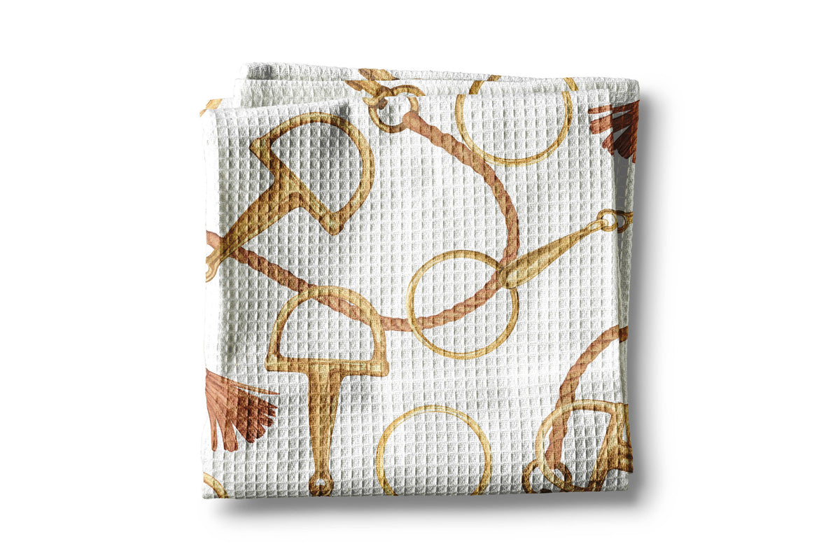 Equestrian Bits Waffle Weave Kitchen Towel