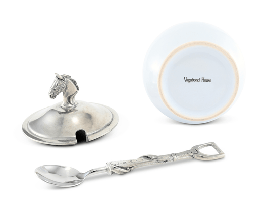 Equestrian Sugar Bowl and Spoon