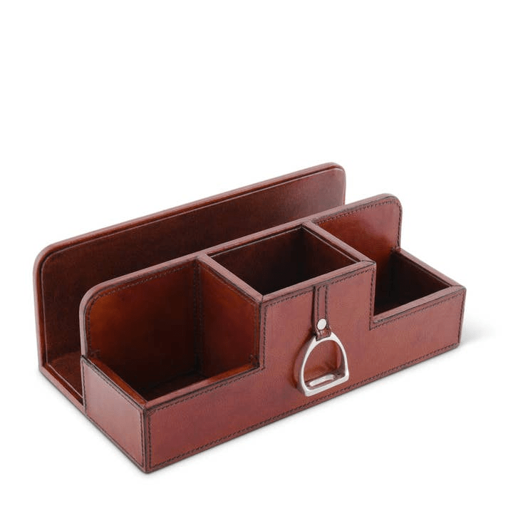 Leather Stirrup Desk Organizer