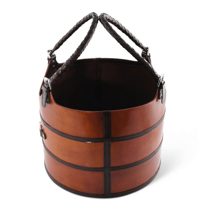 Leather Bit Magazine Basket