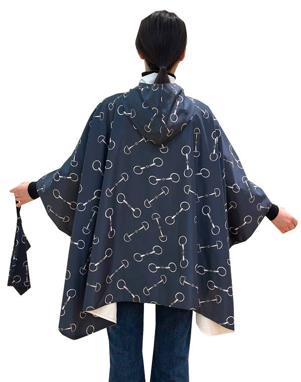Black / White Horse Bit Reversible Rain Cape