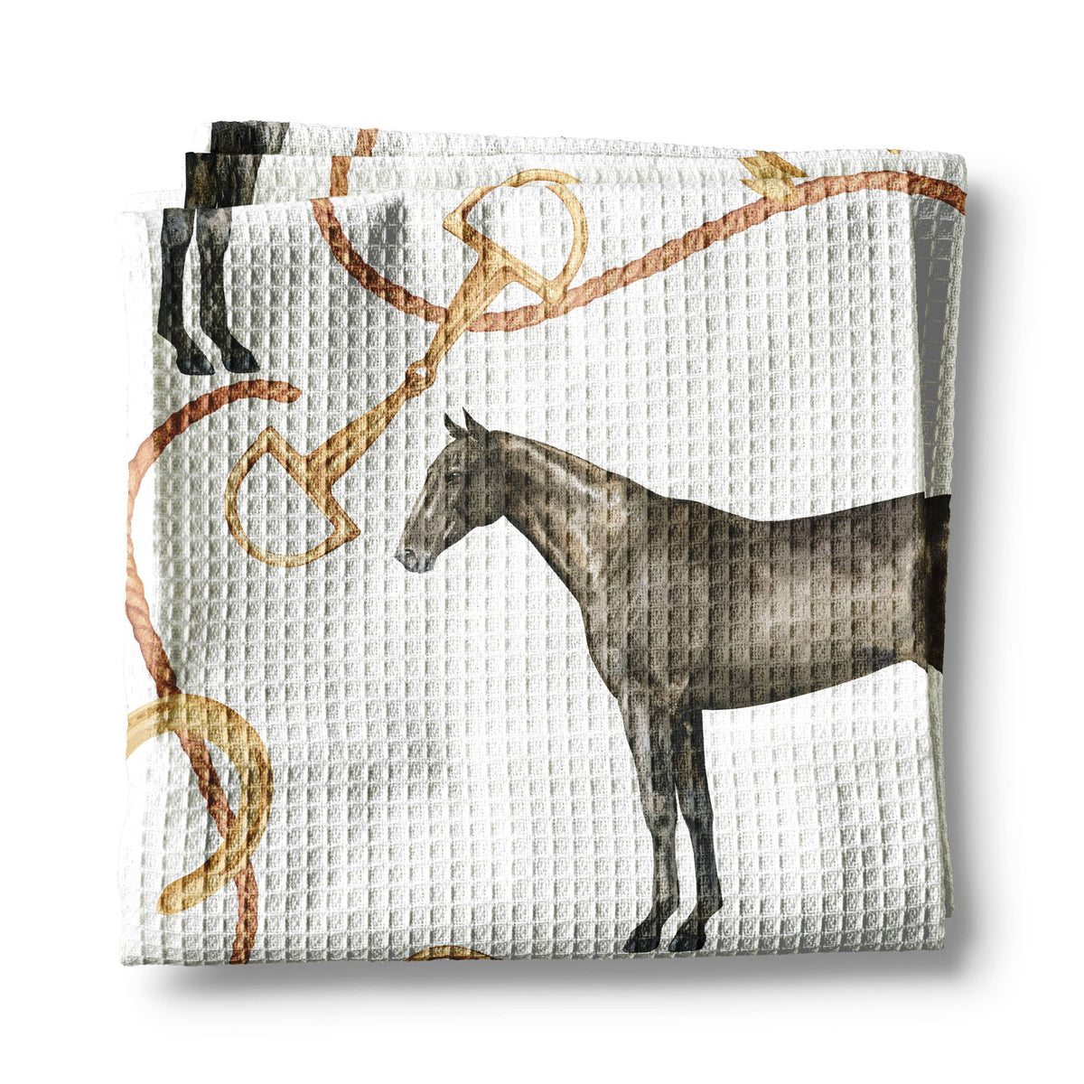 Equestrian Waffle Weave Kitchen Towel - Horse & Bits