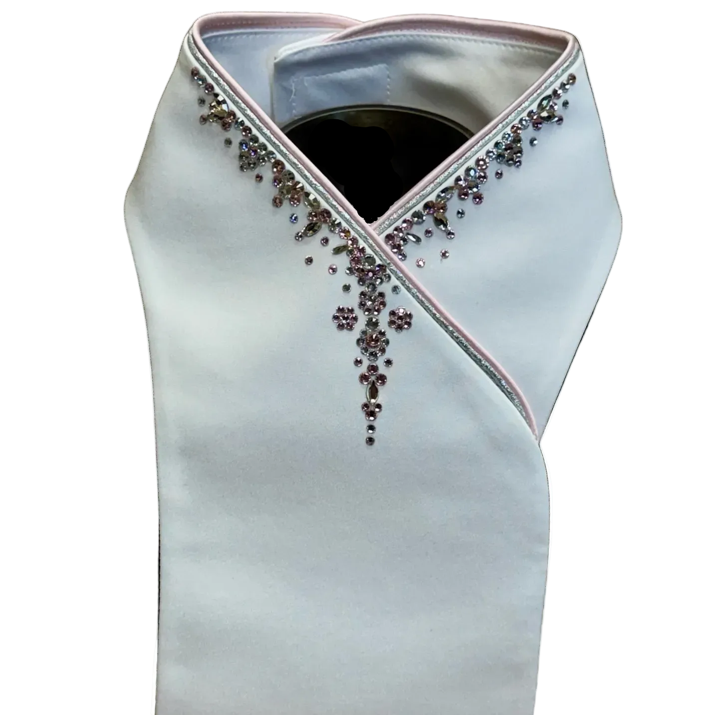 Plastronique Pink & Silver Crystal Drip Custom Stock Tie