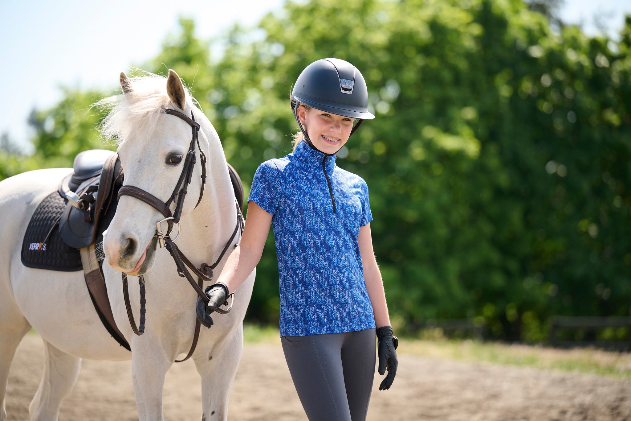Kerrits Kids Equibreeze Ice Fil Short Sleeve Shirt Oasis Lucky Cascade