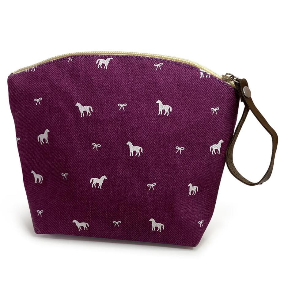 Spiced Equestrian Pony Print Makeup Bag - Plum