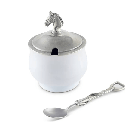 Equestrian Sugar Bowl and Spoon