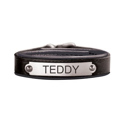 Perri's Custom Padded Leather Bracelet with Plate BLACK/CHROME