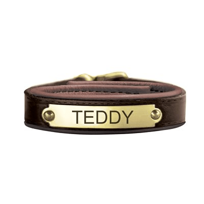 Perri's Custom Padded Leather Bracelet with Plate - HAVANA/BRASS