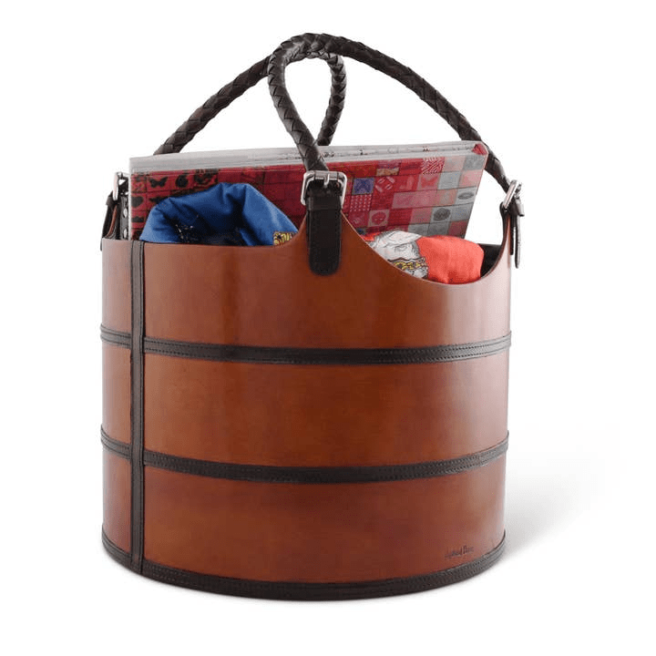 Leather Bit Magazine Basket