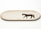 Brown Horse on White Stoneware 10"x5" Platter